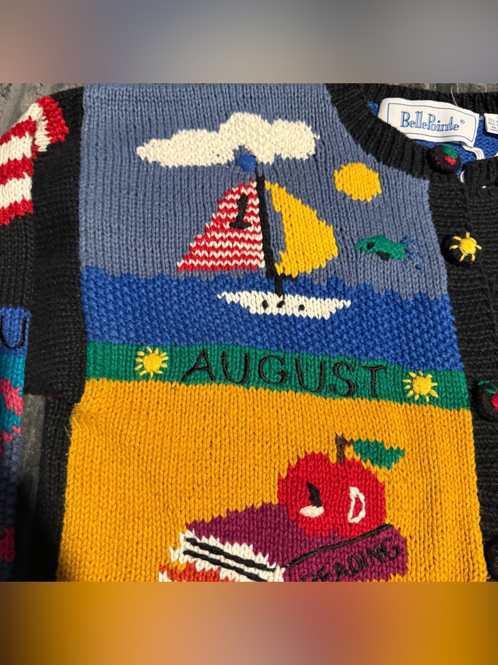 Belle Pointe Vintage 90’s Ugly Christmas halloween Sweater Chunky Teacher Sz L - Picture 6 of 14
